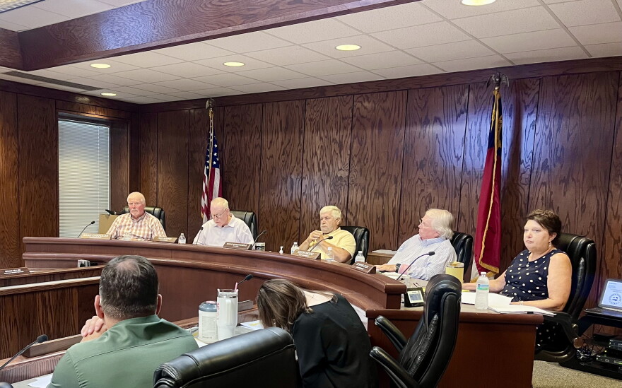 Stokes County commissioners at a meeting