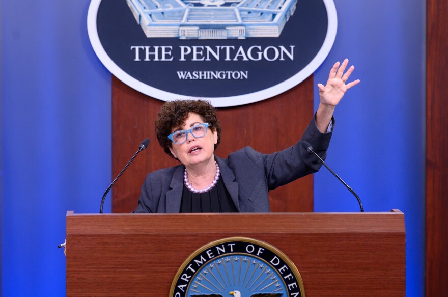 Lynn Rosenthal, chair of the Pentagon’s sexual assault independent review committee, speaks to the media July 2 about proposed changes in military sexual assault and harassment investigations.