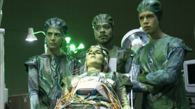 Cassandra Ciangherotti, Bernardo Velasco, Julio Torres, and Ana Fabrega star in the HBO series <em>Los Espookys.</em>