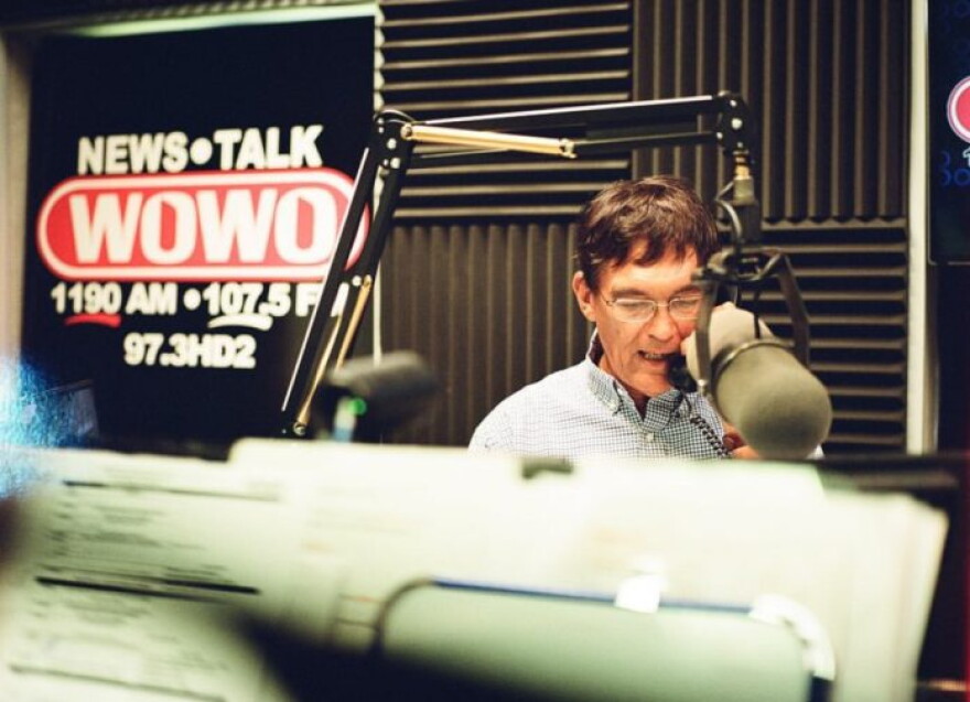 WOWO host Charly Butcher behind the mic.