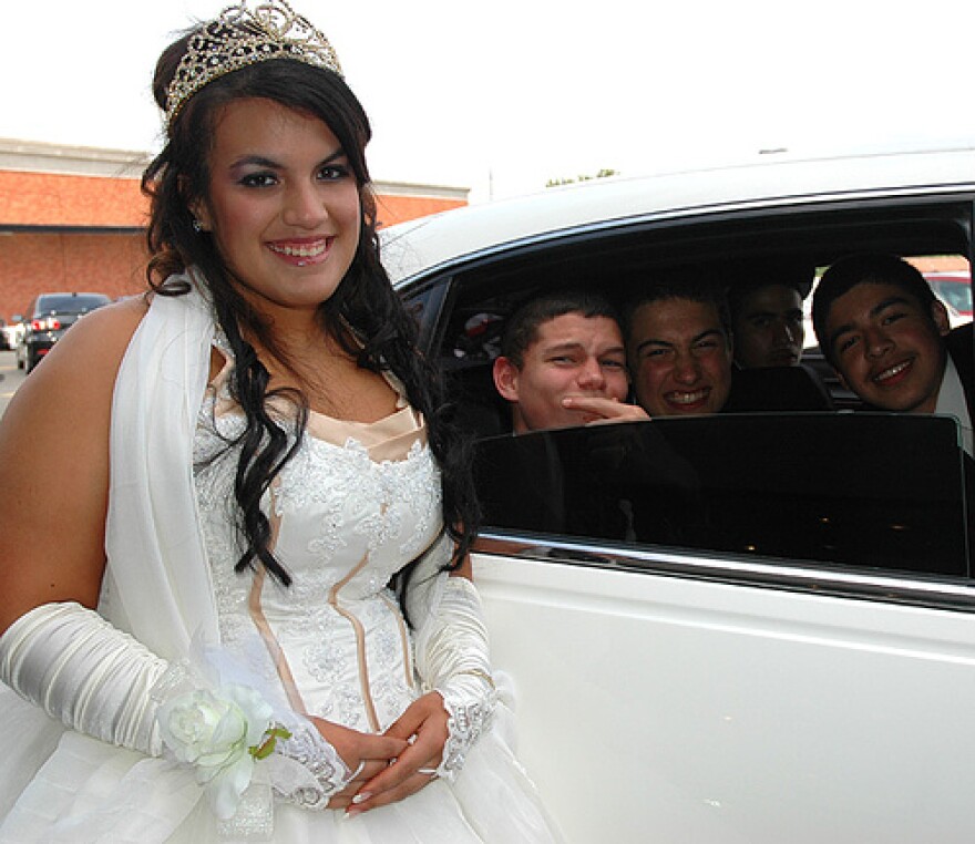 A young woman celebrates her quinceanera at Northgate Mall.