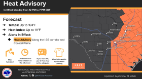 A heat advisory was posted for much of the area from noon until 7 p.m. on Monday