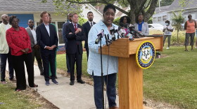 Hartford resident and Executive Director of the Connecticut Coalition for Economic and Environmental Justice Sharon Lewis during a press conference as Gov. Ned Lamont announced $85 million in state funding to implement a pilot program addressing sewage overflows in streets and basements in North Hartford June 26, 2023