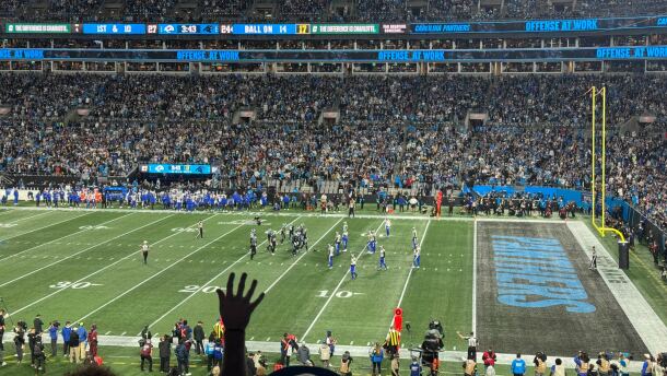 The Carolina Panthers face the Rams at Bank of America Stadium on Saturday, Jan. 10, 2026.