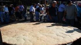 The 10.5 foot biscuit after it has been removed from the oven.