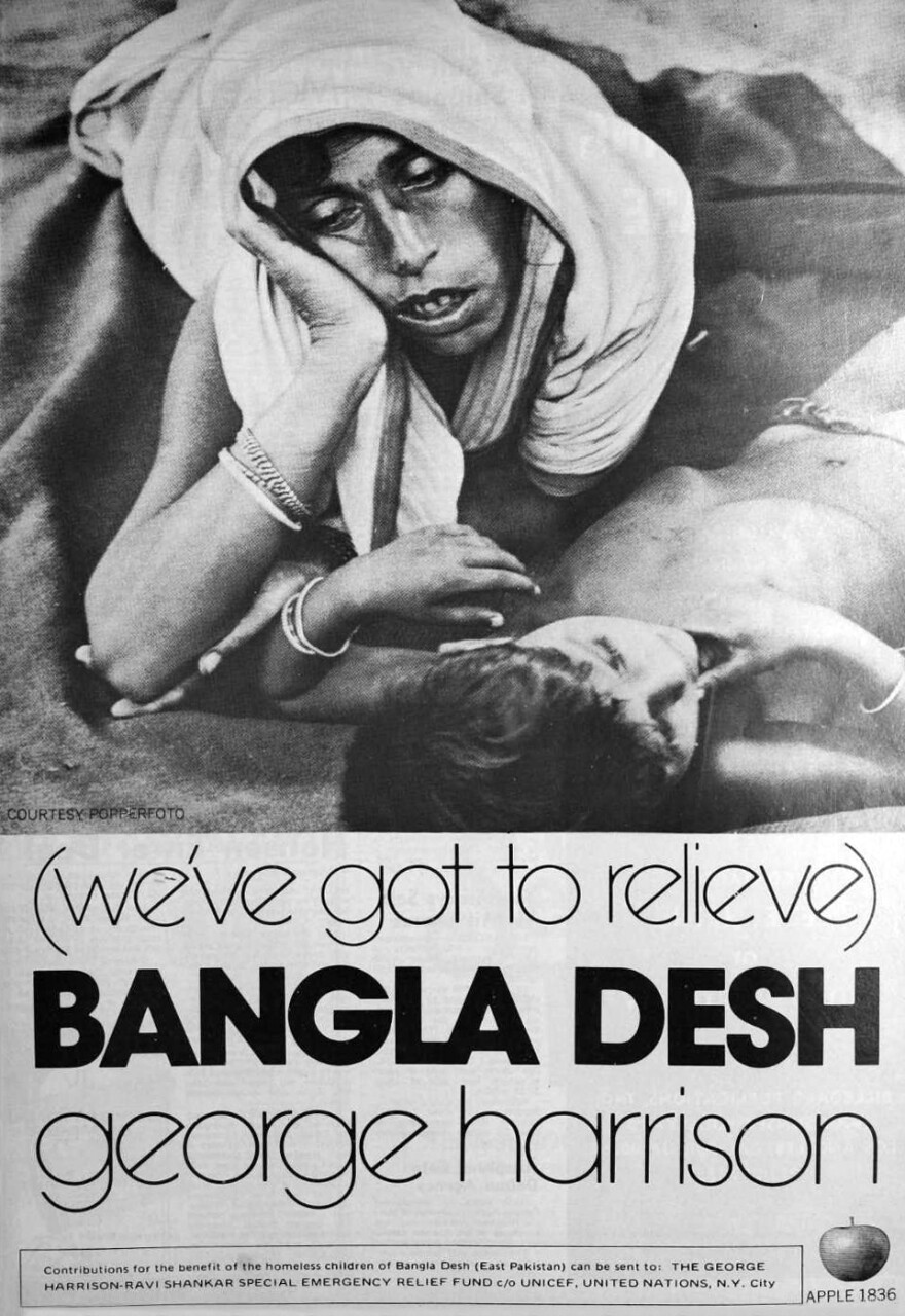 An ad for George Harrison's single "Bangla Desh" from the August 7, 1971 edition of <em>Billboard</em> magazine.