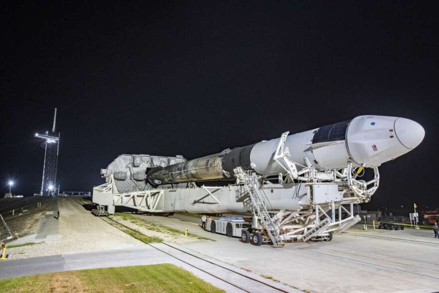 SpaceX’s Cargo Dragon spacecraft, seen atop a Falcon 9 rocket, at the launch pad at NASA’s Kennedy Space Center in Florida on Aug. 24, 2021, in preparation for the company’s 23rd commercial resupply services mission.Photo: SpaceX