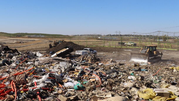 A truck drops construction waste at the Black Hawk County Sanitary Landfill on Oct. 20. The landfill has capacity to grow at its current location even as other facilities in Iowa are beginning to fill.