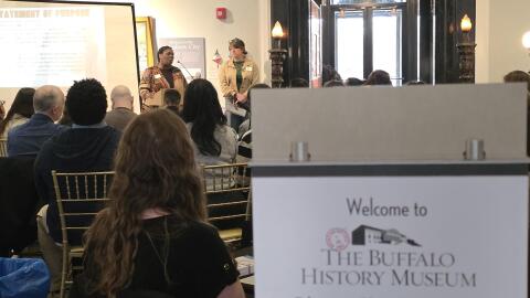 (Left) Dorinda Darden, interim director of the Buffalo and Erie County Public Library and (right) Melissa Brown, executive director of the Buffalo History Museum