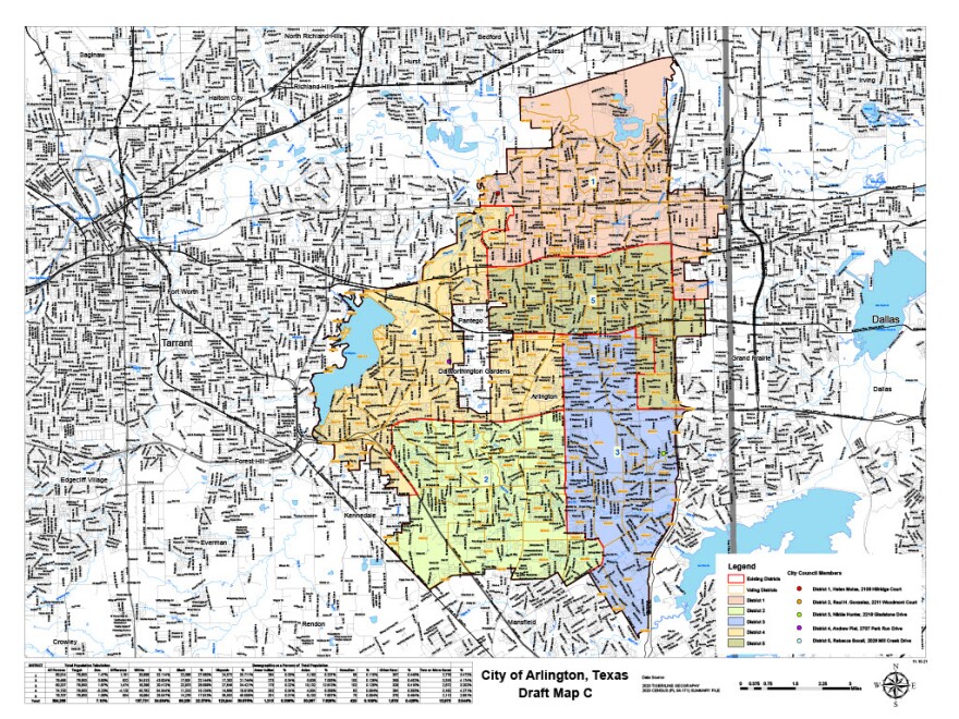 Arlington approves redrawn council districts that some say dilute