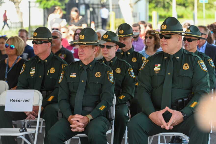 \Sarasota County Sheriff Kurt Hoffman (center) at a 9/11 commemoration event in 2025.