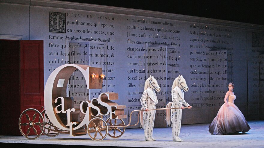 A scene from Laurent Pelly's new production of Massenet'sCendrillon . Photographed here at the Santa Fe Opera. 