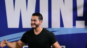 Democratic nominee for U.S. Senate Abdul El-Sayed arrives at a General Election Kickoff Rally for Michigan Democrats at Renaissance High School Friday, Aug. 7, 2026, in Detroit.