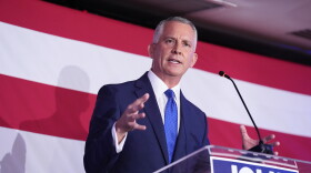 Florida Democratic gubernatorial candidate David Jolly speaks during a primary election night watch party, Tuesday, Aug. 18, 2026, in Miami Lakes, Fla.