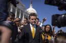 Rep. Matt Gaetz, R-Fla., one of House Speaker Kevin McCarthy's harshest critics, speaks to reporters on the steps of the Capitol in Washington, Monday, Oct. 2, 2023. 