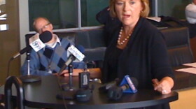 Mayor Taylor gives reporters a briefing on budget cuts that were implemented today.
