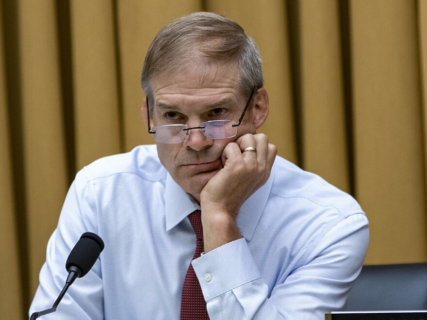 Republican Rep. Jim Jordan of Ohio during a House Judiciary Committee hearing, July 14, 2022 in Washington, D.C. Jordan will likely become the committee's chair in the next Congress.