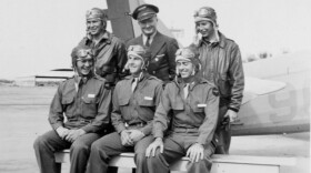 2nd Lt. Ray Charles Walker, center back, with his student pilots in 1943.