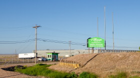 The entrance of Village Farms International’s tomato growing facility near Marfa in April 2023.