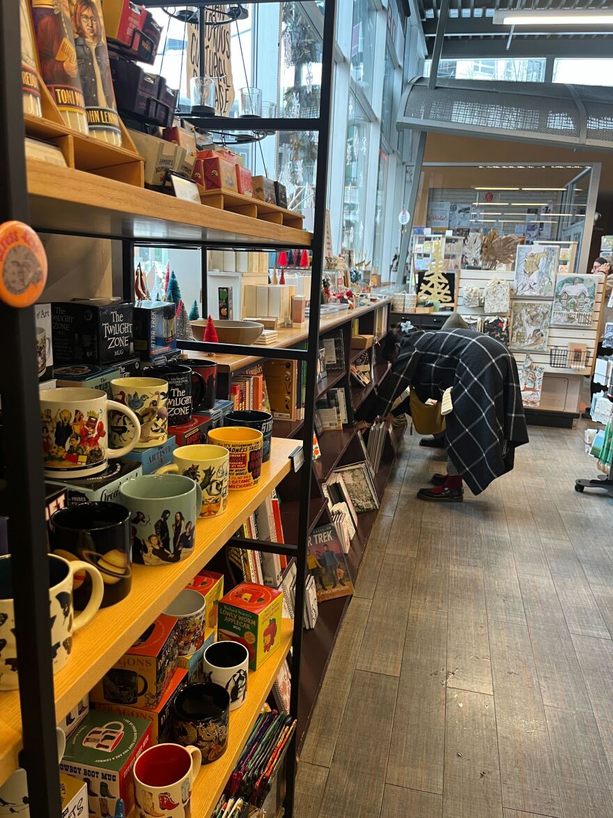 Half of the attraction of the location is the market carrying anything from elaborate greeting cards to adorable mugs.