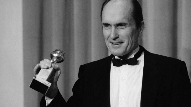 Actor Robert Duvall holds the Golden Globe award he won in Beverly Hills, Calif. January 29,1984 for best actor in a dramatic motion picture, "Tender Mercies." (AP Photo/Lennox Mclendon)
