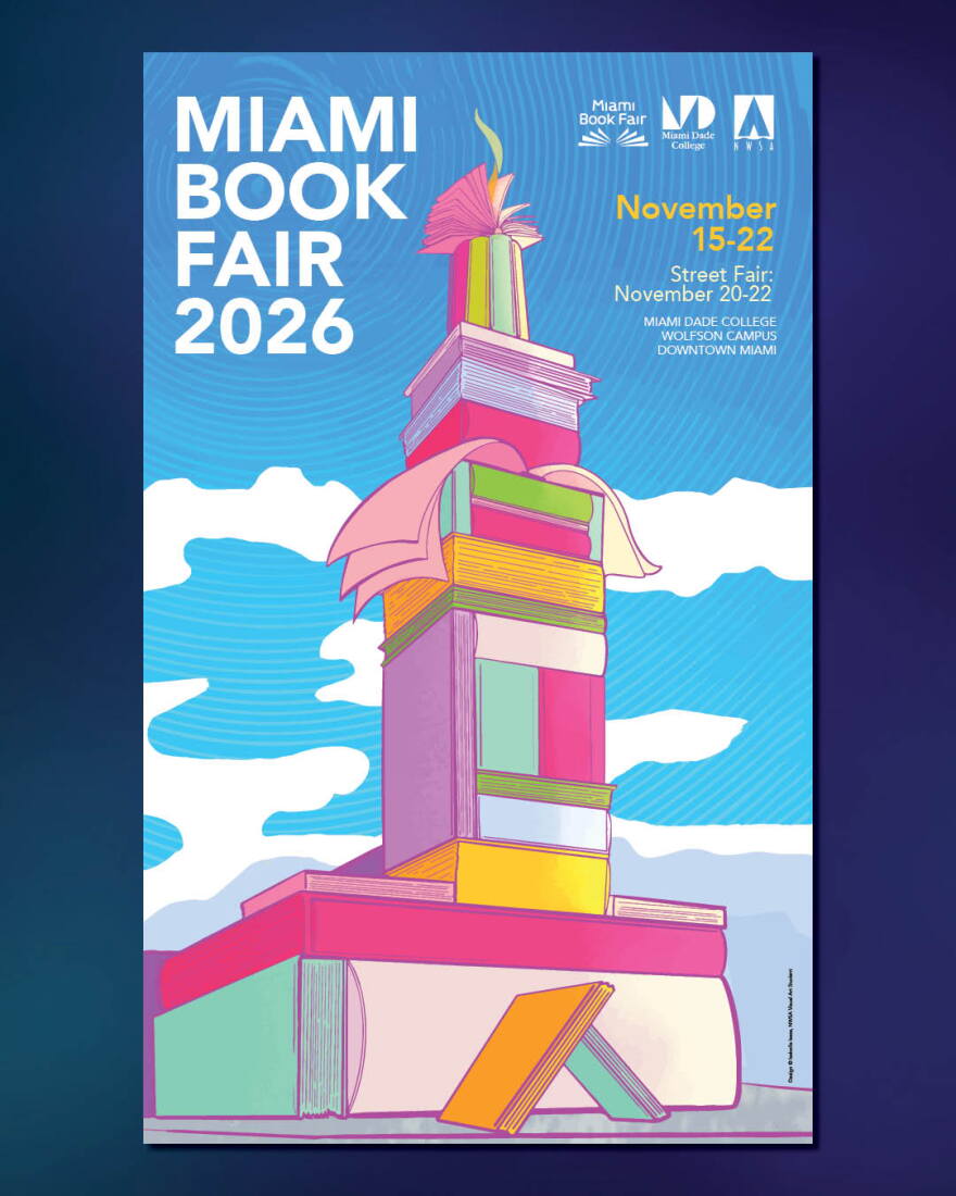 Miami Dade College's Miami Book Fair on Tuesday, October 13, 2026, unveiled its official 2026 poster, “Foundation of Learning,” created by New World School of the Arts (NWSA) student and Miami-based graphic designer Isabella Isaza. The poster reimagines Miami's historic Freedom Tower as a structure built from books, connecting two symbols of knowledge, opportunity and new beginnings.