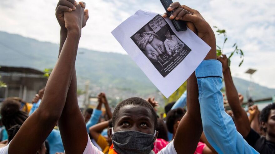 Haitians march in Port-au-Prince last month to protest their country's growing and sometimes deadly wave of ransom kidnappings.