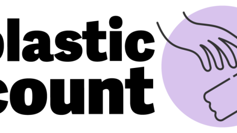 A bold, black font says, "BOULDER plastic count." To the right of that script, an illustration depicts a hand with a bottle falling out of it.
