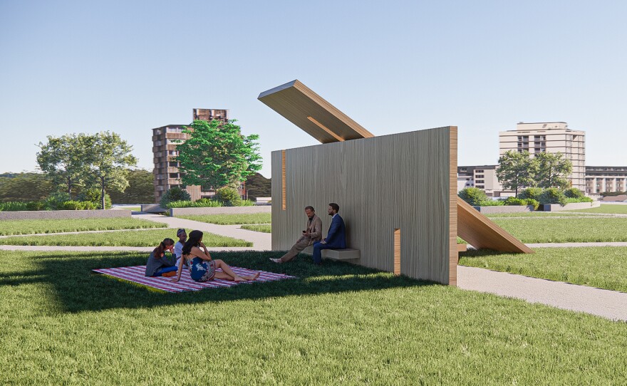 Michael Bennett was part of the design team that created this art installation entitled "Converging Realms." It was on display at Lake Union Park during the 2023 Seattle Design Festival.