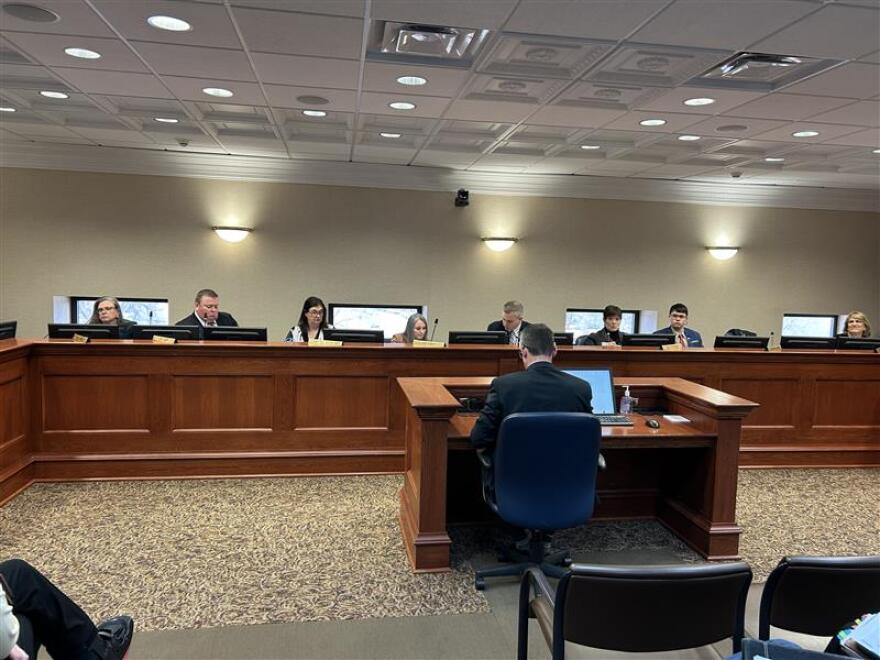 Sen. Steve Kolbeck speaks to the Senate Commerce and Energy Committee on Jan. 27, 2026, at the state Capitol building in Pierre, SD.