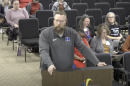 Ronald Jason Lucero speaks at a school board meeting in 2025.