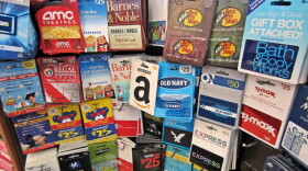 Gift card display at a store