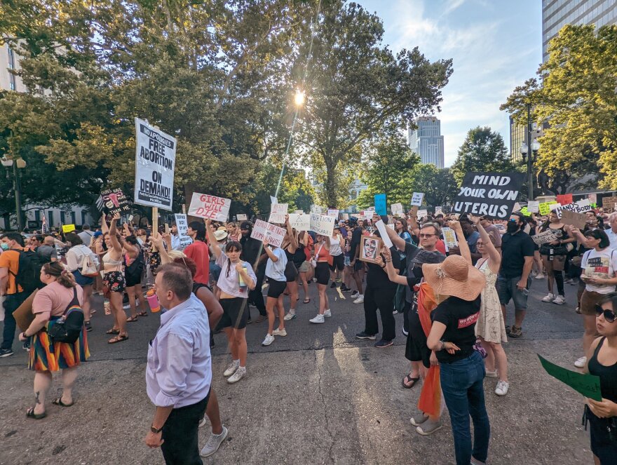 Hundreds in New Orleans met in Lafayette Square and marched to City Hall to protest the Supreme Court's decision to overturn Roe v. Wade on June 24, 2022.