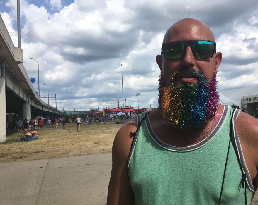 Forecastle attendee Dan Blackford said he might pay the price for wearing a glitter beard to the music festival. "The whole hotel room is covered in glitter," he said Sunday. "We're not gonna get our security deposit back."