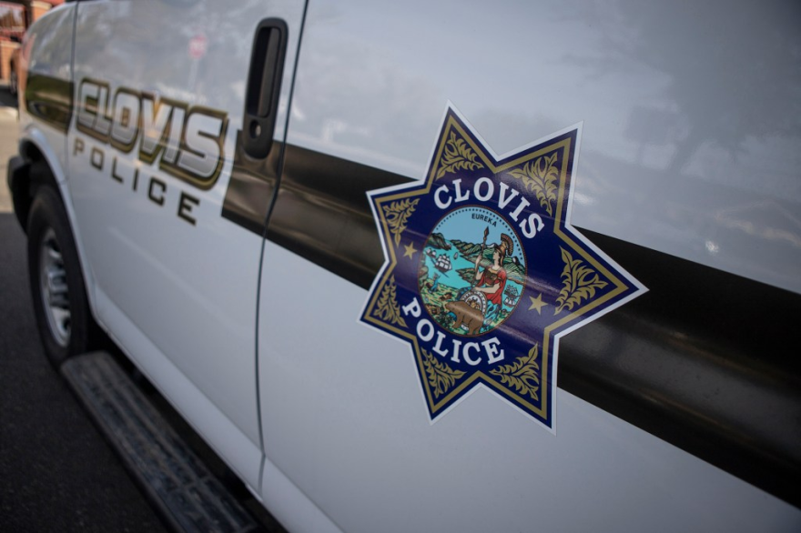 A Clovis Police Department vehicle at the police headquarters in Clovis on Feb. 26, 2026.