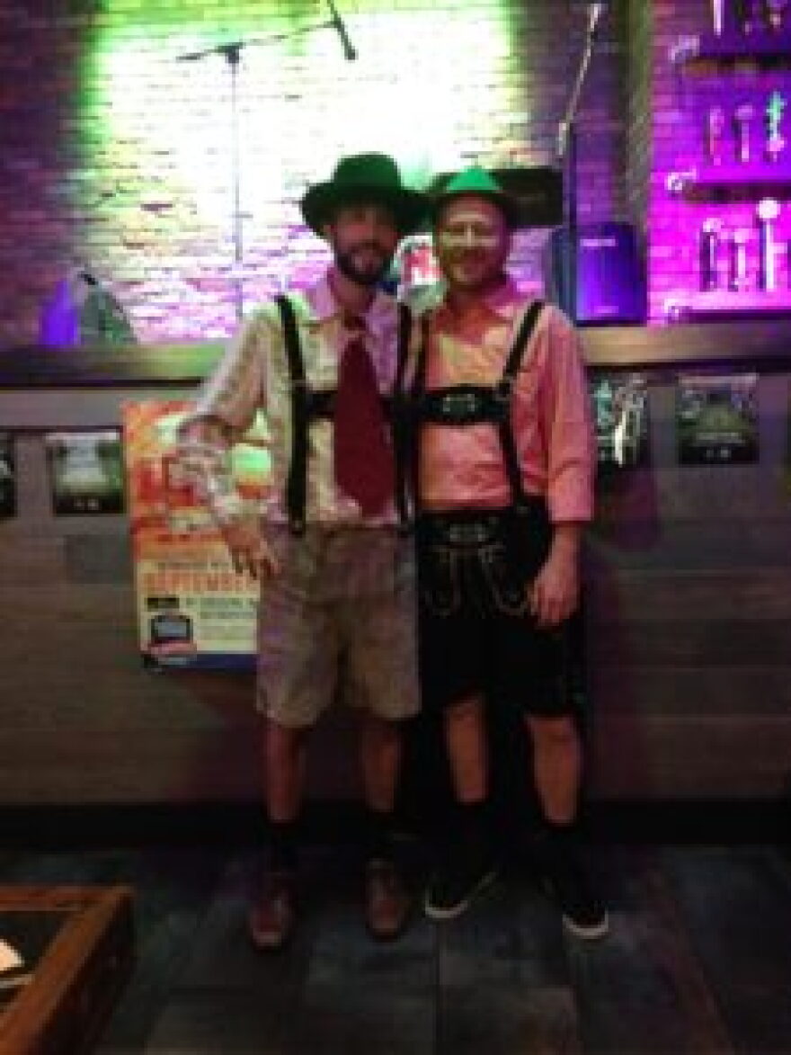When Octoberfest comes around, musician Matty Metcalfe (L) is extra busy.