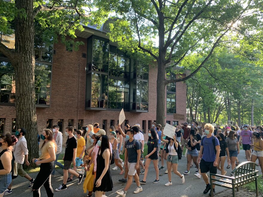 Students march at Skidmore College 