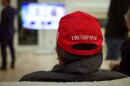 A supporter wears a Trump hat at the election night party held by the Utah Republican Party in Draper, Nov. 5, 2024.