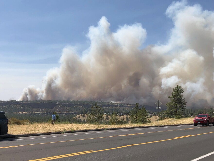 Fires burn around Spokane, Wash. on August 1, 2026. Credit: Doug Nadvornick, Spokane Public Radio.