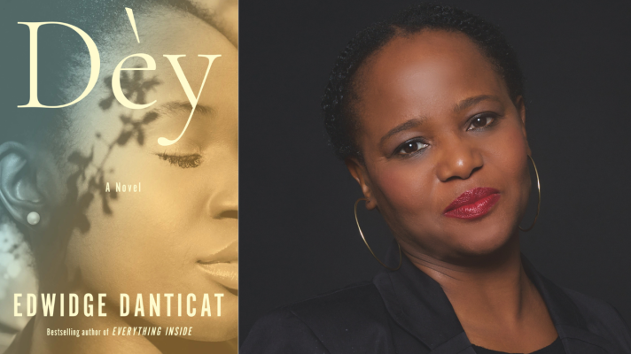Cover of "Déy" and headshot of author Edwidge Danticat.