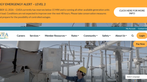 Golden Valley Electric Association declared its first energy-emergency alert Monday and posted it to the top of its homepage after GVEA officials determined members' demand for electricity was nearing the co-op's capacity to generate it.
