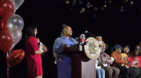 Detroit mom Rakiah Reives speaks during the Rx Kids launch event in Detroit.