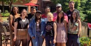 2019 Youth Reporting Institute (left to right): YRI Director Kamaya Truitt-Martin, Emma Pollard, Victor Amaya, Kayla Beckett, Da'Mon James, Rose DeConto, Jeremiah Henderson, Amanda Tsuetaki, WUNC Program Director David Brower, YRI Director Allison Swain