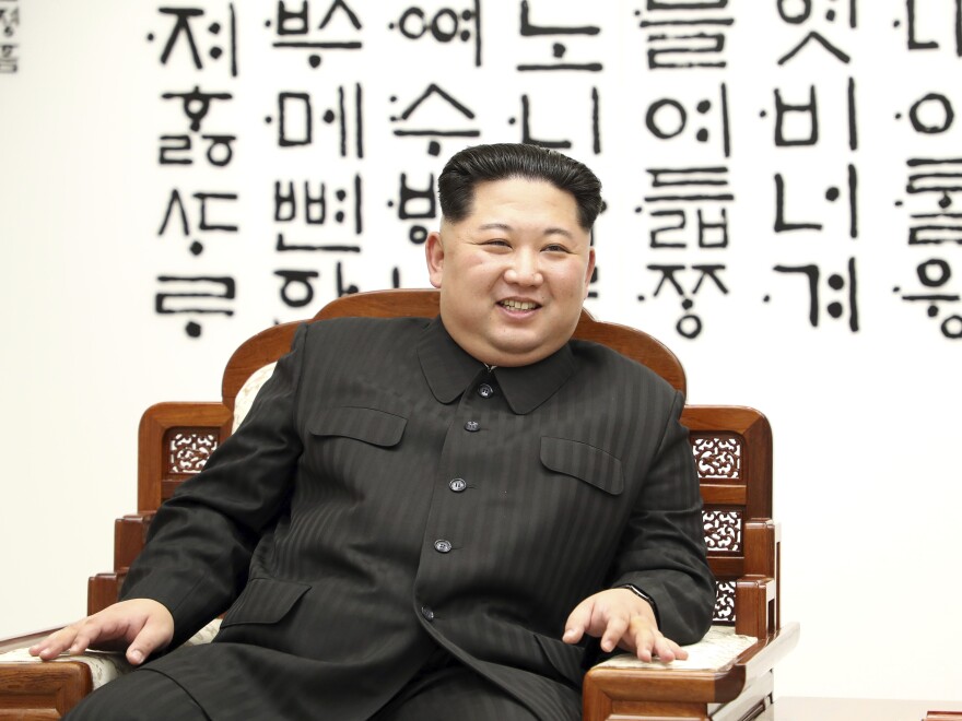 North Korean leader Kim Jong Un is seen at Peace House of the border village of Panmunjom in the Demilitarized Zone on April 27.