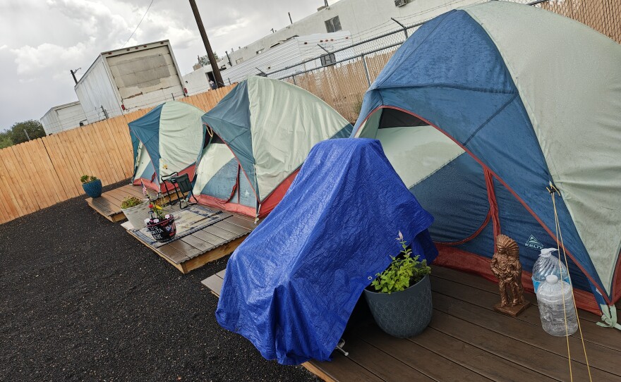 At New Creation Church's Safe Outdoor Space, up to 10 residents have their own tents, as well as storage, and access to restrooms and showers in a secure supervised area.