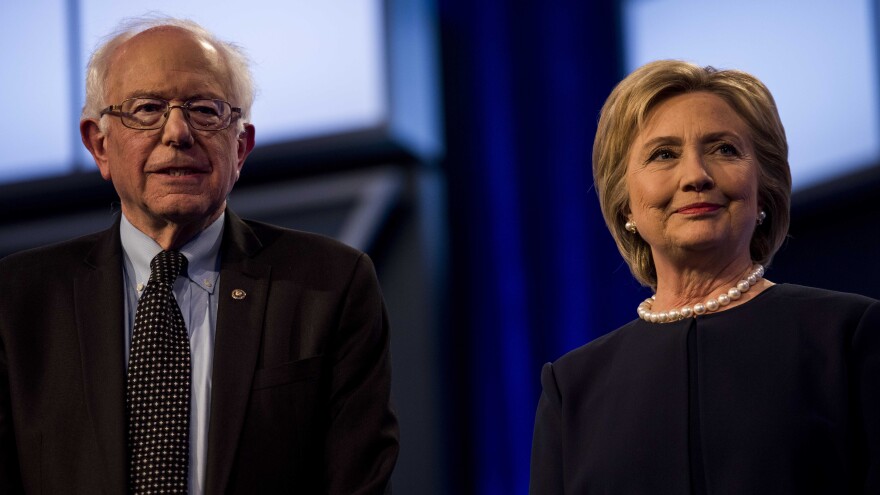 Former Secretary of State Hillary Clinton and Sen. Bernie Sanders during a debate last month in Miami.