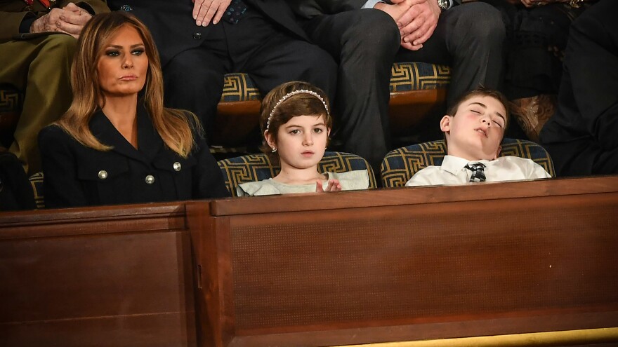 First lady Melania Trump with special guests Grace Eline and Joshua Trump.