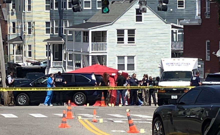 Federal agents on the scene of a fatal shooting in Biddeford on Monday, July 13, 2026.