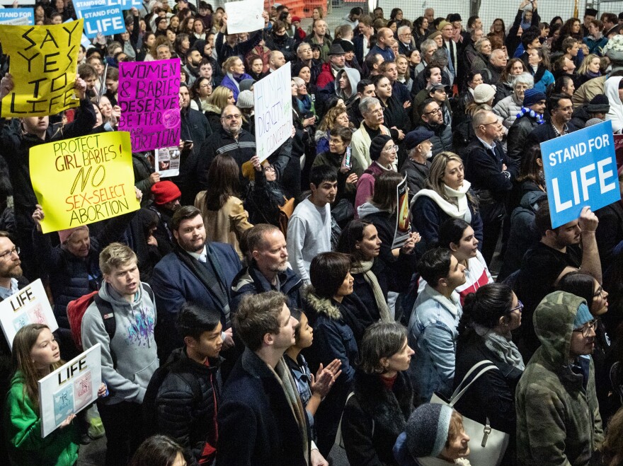 Anti-abortion protesters hold a counter-rally in Sydney.