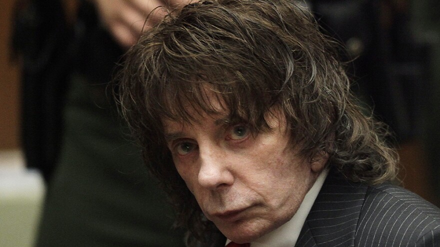 Music producer Phil Spector sits in a courtroom for his sentencing in Los Angeles, Friday, May 29, 2009. Spector was sentenced to 19 years to life in prison for the murder of actress Lana Clarkson. (AP Photo/Jae C. Hong, Pool)